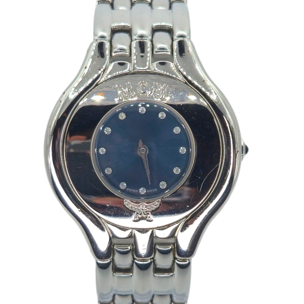 Mcm Stainless Steel Womens Watch With Blue Dial